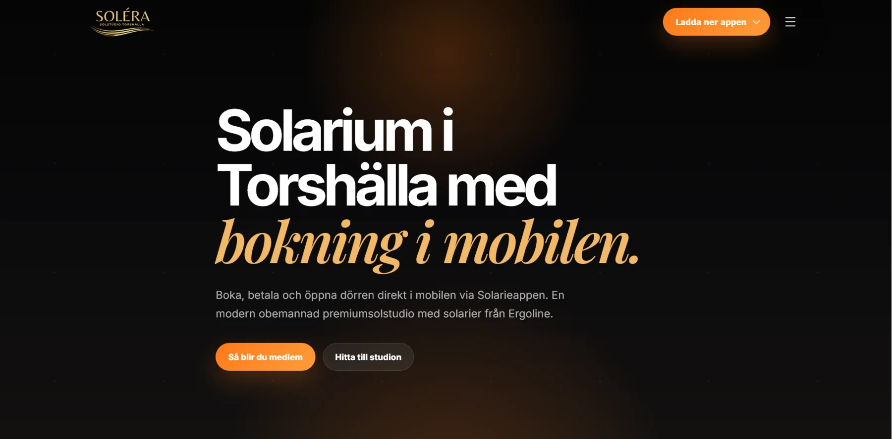 SOLÉRA Studio startsida för medlemskap och bokning